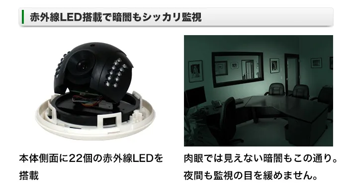 夜間・暗闇でも撮影が可能