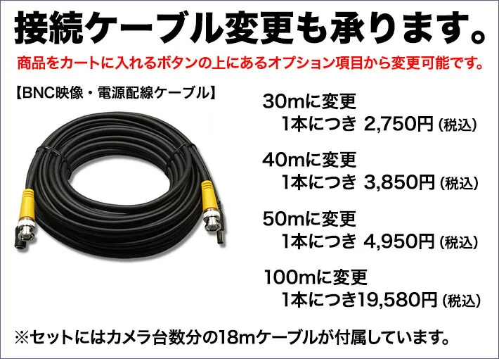 ケーブルの長さ変更も可能です。