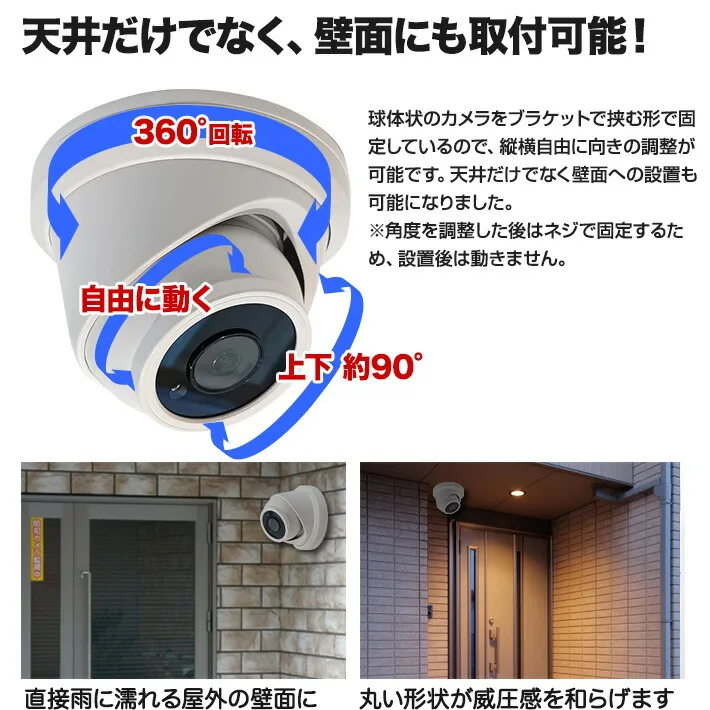 ドーム型カメラ可動範囲